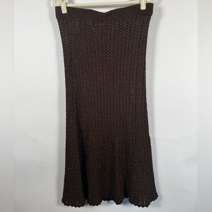 Hansen & Gretel Open Knit Maxi Skirt Womens XL Crochet Lined Boho Indie Festival